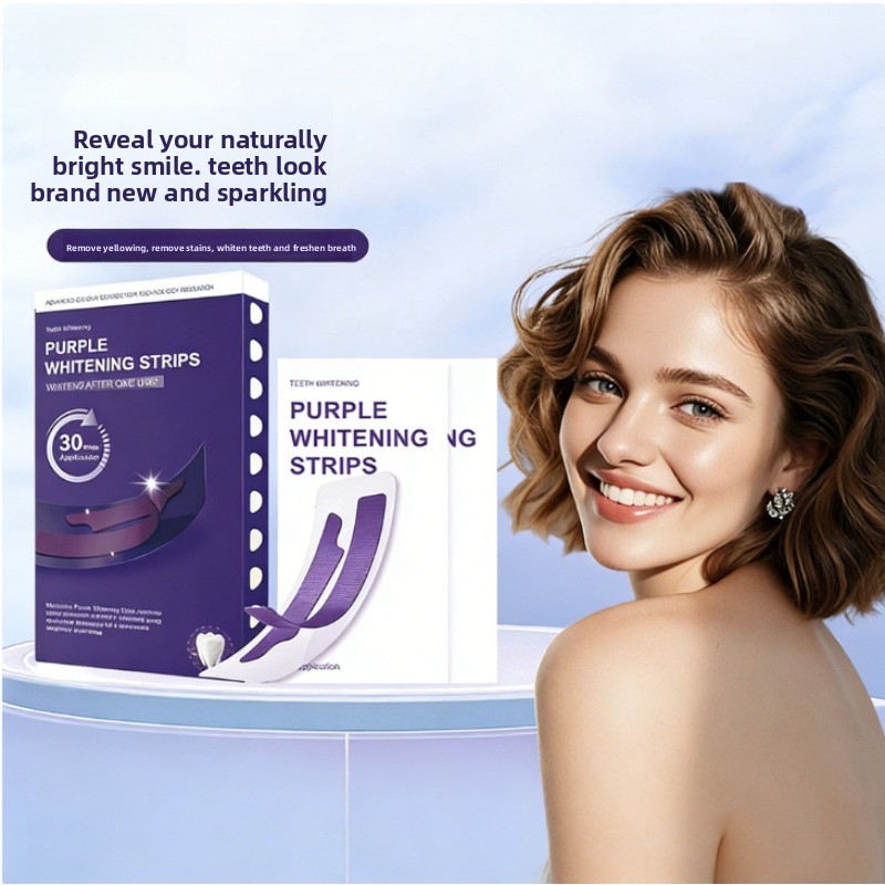 Teeth Whitening Strips - Tiras Dentales Secas Brillantes Púrpuras V34